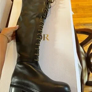Dior Black Over the Knee Lace-Up Boots